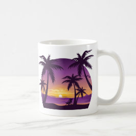 Caneca De Café Vintage Beach Sunset Vacage lounger pach roxo