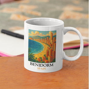 Caneca De Café Vintage Benidorm Espanha Férias de Verão