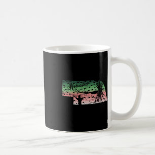 Caneca De Café Vintage Big Fly Truta Arco-Íris Mapa Nebraska Fly