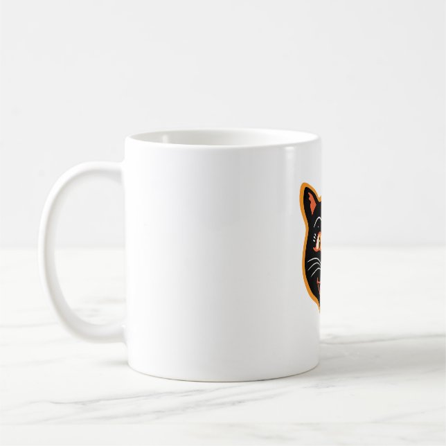 Caneca De Café Vintage Black Cat Sticker (Esquerda)