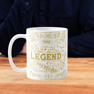 Caneca De Café Vintage Black Dourado Legenda Retirement