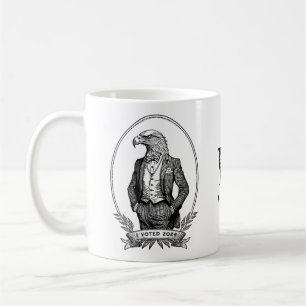 Caneca De Café Vintage Black White Eagle Ilustração I Votei Mug