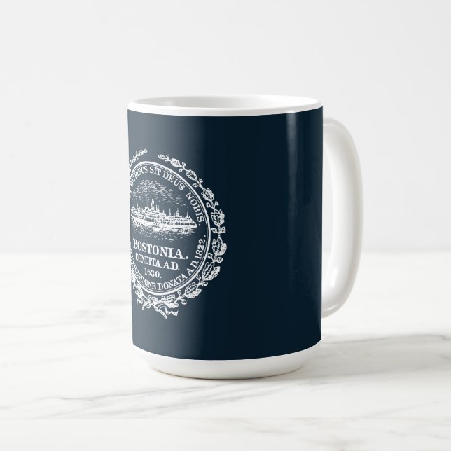 Caneca De Café Vintage Boston City Seal (Frente Esquerda)