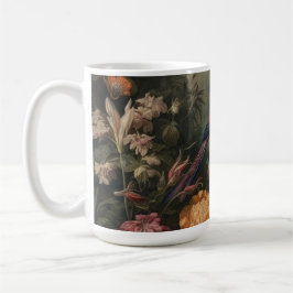 Caneca De Café Vintage botânica bird flores no paraíso