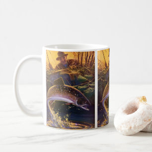 Caneca De Café Vintage Brook Trout Fish Pescador, Pesca Desportiv