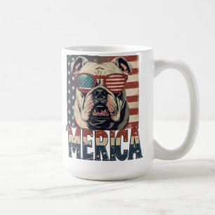 Caneca De Café Vintage Bulldog Merica 4° de julho patriota