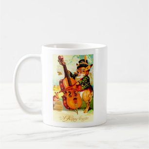 Caneca De Café Vintage Bunny Brincando com a Saudação de Pásco