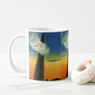 Caneca De Café Vintage Business, Steam Whistory Fatory Sunrise