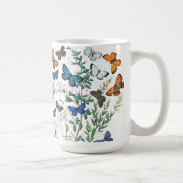 Caneca De Café Vintage Butterflies Ilustração em uma Mug de Café