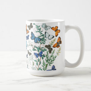Caneca De Café Vintage Butterflies Ilustração em uma Mug de Café