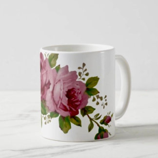 Caneca De Café Vintage Cabbage Rose Elegance 