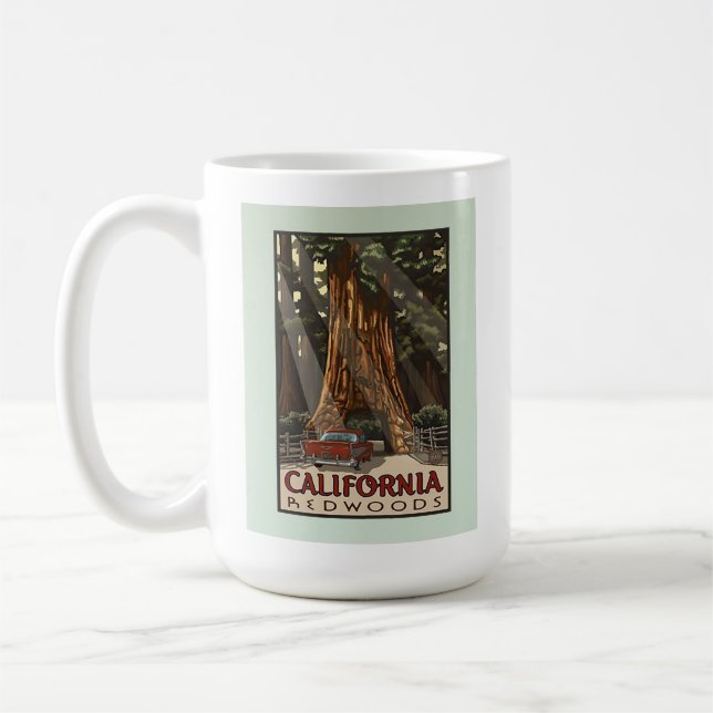 Caneca De Café Vintage California Redwoods Viagem (Esquerda)