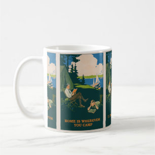 Caneca De Café Vintage Camping Adventure: Explore a saída do Exce