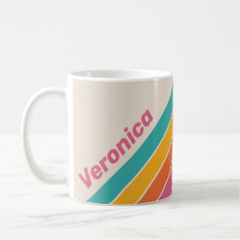 Caneca De Café Vintage Candy Rainbow Stripes with Name