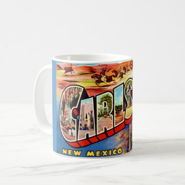 Caneca De Café Vintage Carlsbad NM Mug (Frente Esquerda)