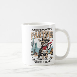 Caneca De Café Vintage Cat Meowdy Partner Cowboy Presente Para Ho
