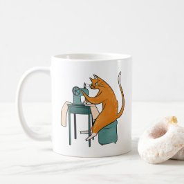 Caneca De Café Vintage Cat Sewing