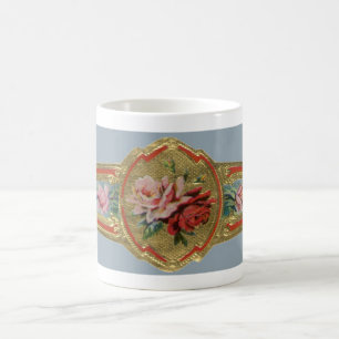 Caneca De Café Vintage Charuto Banda Label Art, Rosa