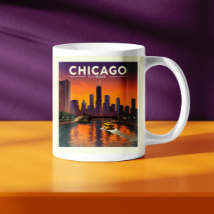 Caneca De Café Vintage Chicago Illinois