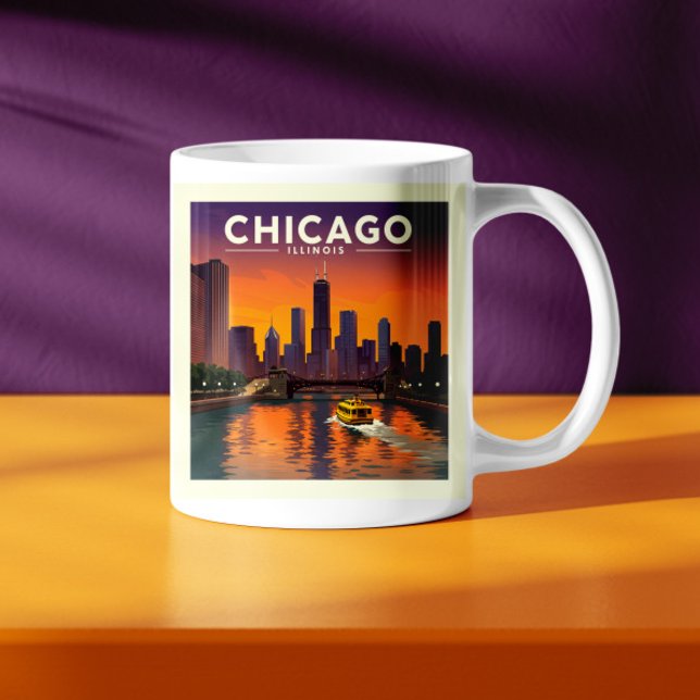 Caneca De Café Vintage Chicago Illinois (Criador carregado)