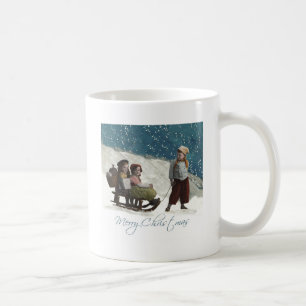 Caneca De Café Vintage Children Sleding