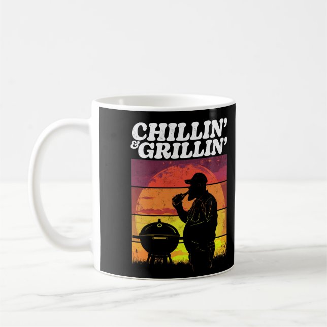 Caneca De Café Vintage Chillin’ & Grillin’ Dark Distress (Esquerda)
