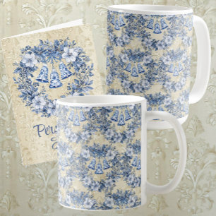 Caneca De Café Vintage Chinoiserie Sineta de Natal Azul