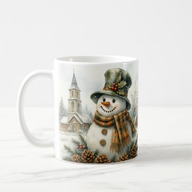 Caneca De Café Vintage Christmas Snowman (Esquerda)