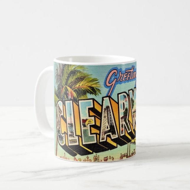 Caneca De Café Vintage Clearwater Florida (Frente Esquerda)