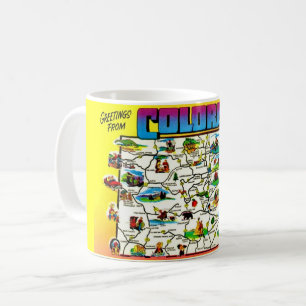 Caneca De Café Vintage Colorful Colorado Map Mug