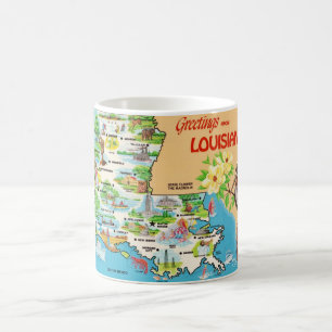 Caneca De Café Vintage Colorful Louisiana Mug