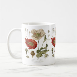 Caneca De Café Vintage Common Poppy Flower Botanical Gardener Mug