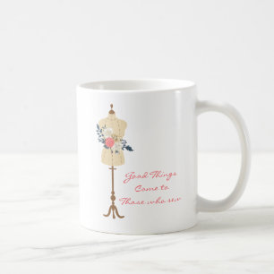 Caneca De Café Vintage costurando roupas bonitas