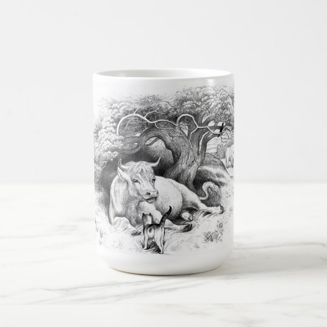 Caneca De Café Vintage Cow e Cat Sketch (Centro)