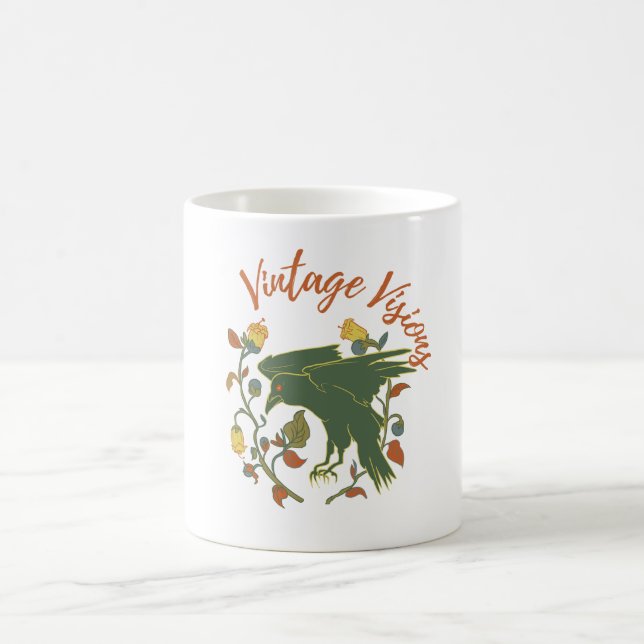 Caneca De Café Vintage Crow Visions Mug (Centro)