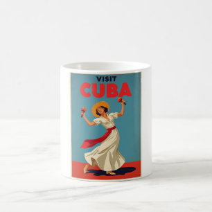 Caneca De Café Vintage Cuba Viagem Retro Dançarino cubano e Marac