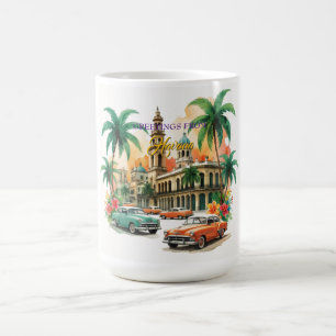Caneca De Café Vintage Cuba Viagem - Saudações De Havana