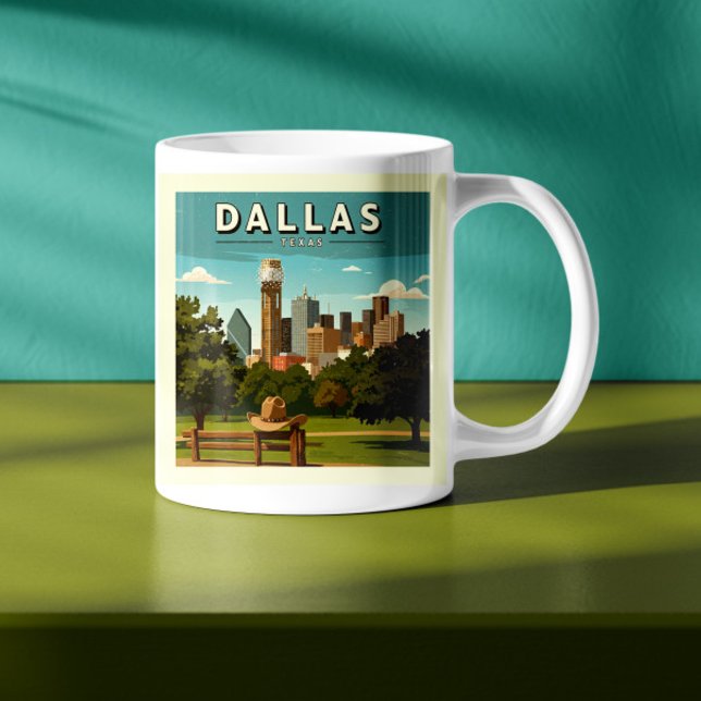 Caneca De Café Vintage Dallas Texas (Criador carregado)
