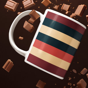Caneca De Café Vintage Dark Brown e Green Stripes