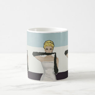 Caneca De Café Vintage de 1950 com luvas noturnas