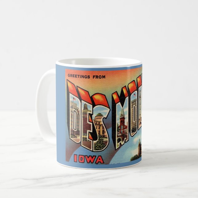 Caneca De Café Vintage Des Moines Iowa Mug (Frente Esquerda)