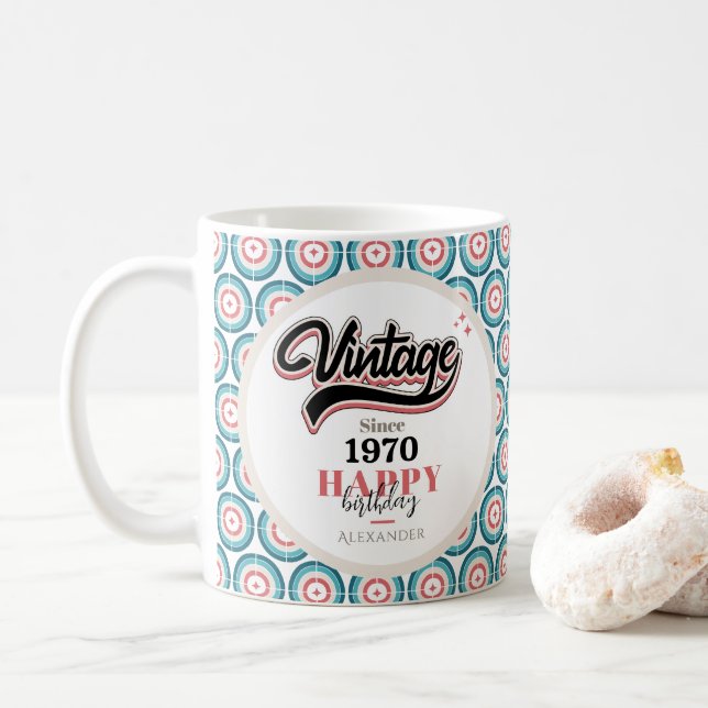 Caneca De Café Vintage desde - 1970 (Com Donut)