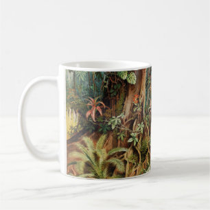 Caneca De Café Vintage desenho de plantas florestais tropicais a