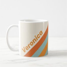Caneca De Café Vintage Desert Flower Stripes with Name