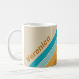 Caneca De Café Vintage Desert Rainbow Stripes with Name