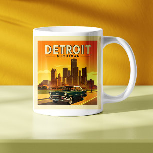 Caneca De Café Vintage Detroit Michigan