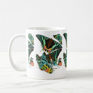 Caneca De Café Vintage E.A. Séguy's Green butterflies