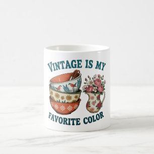 Caneca De Café Vintage é Minha Cor Favorita Floral Amante Retro