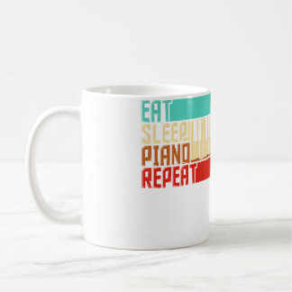 Caneca De Café Vintage Eat Sleep Repeat Piano