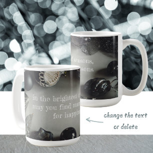 Caneca De Café Vintage Enfeites de natal pretos com fita